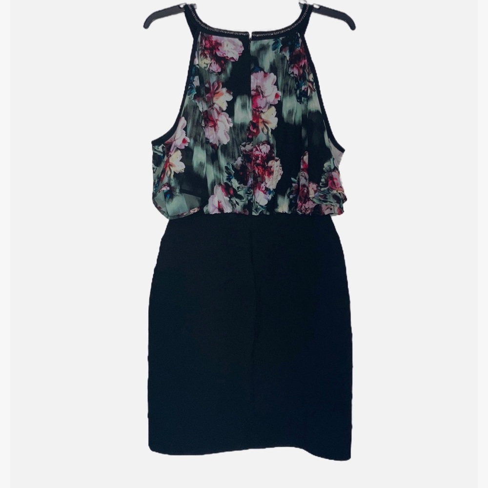 Nicole by Nicole Miller Cold Shoulder Floral Black Dress 6 - Picture 6 of 8